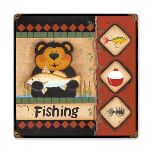 Fishing Bear 18 x 18