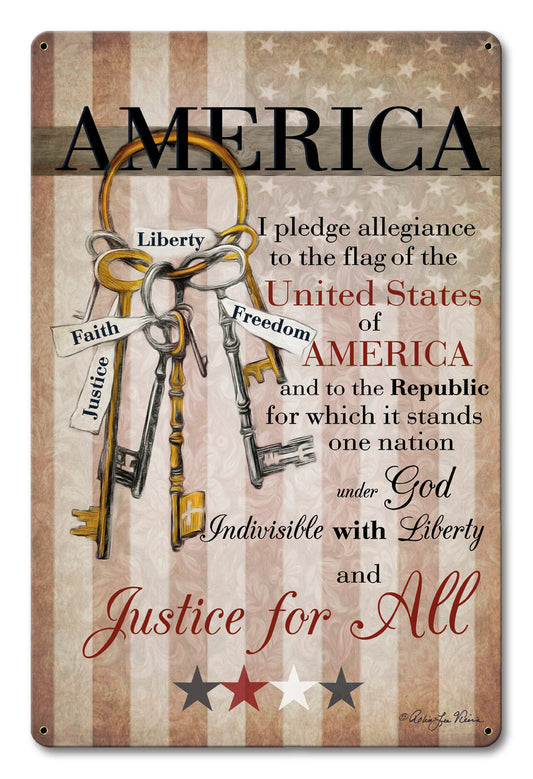 America Pledge Of Allegiance 12 x 18