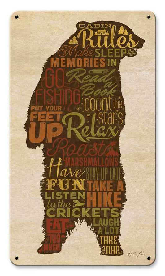 Cabin Rules Bear 8 x 14