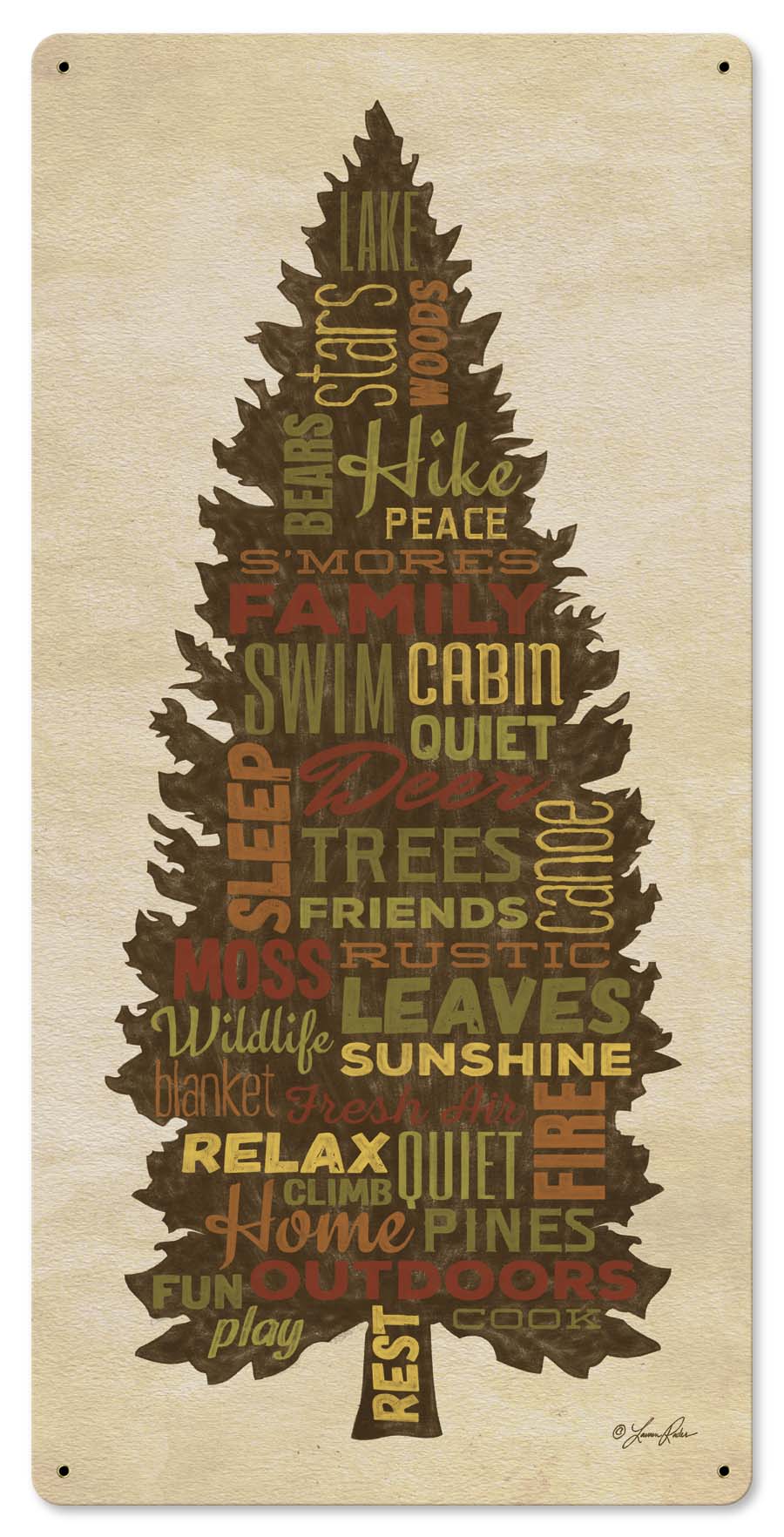 Tree Outdoor Words 12 x 24