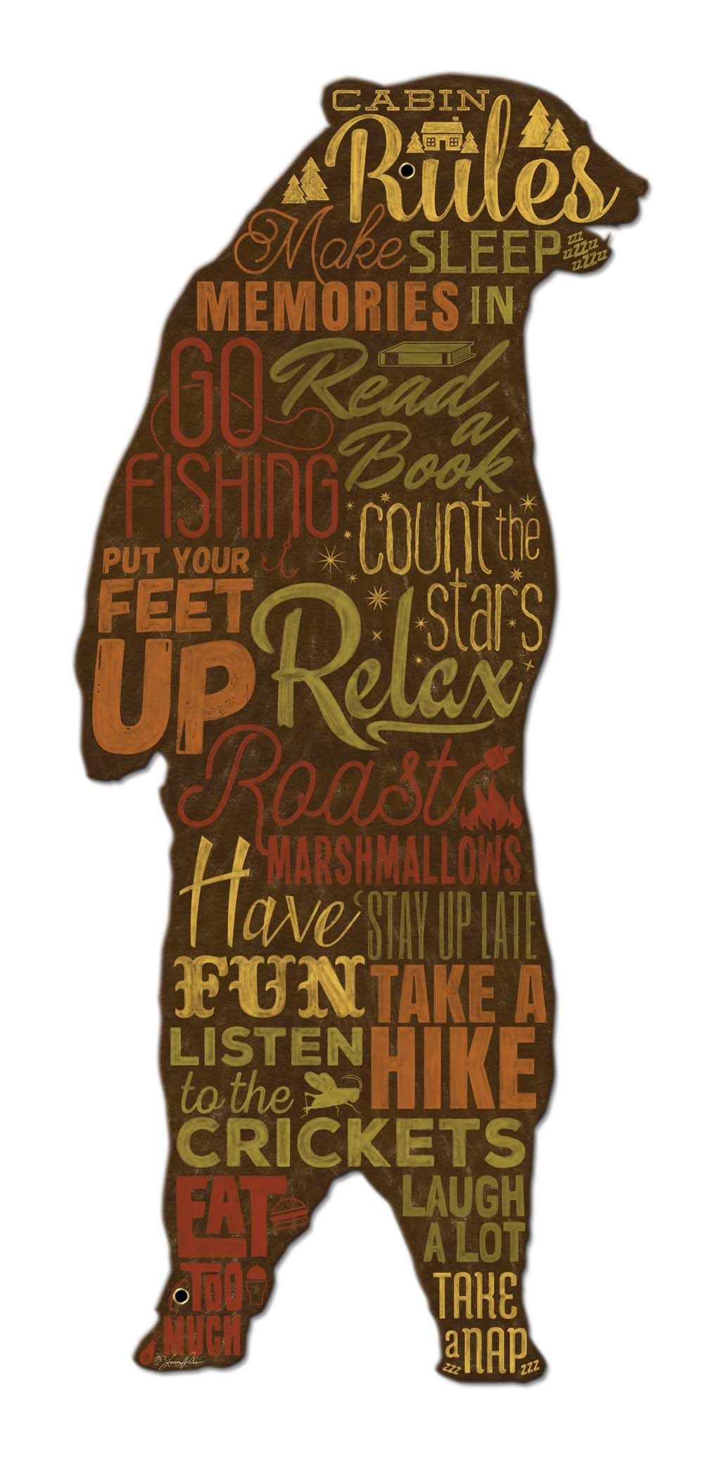 Cabin Rules Bear 12 x 28