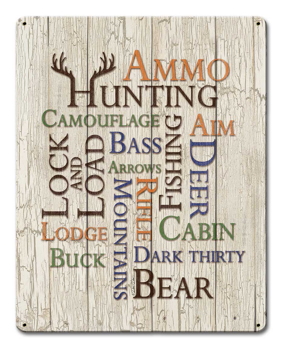 Hunting Fishing Word Collage 12 x 15