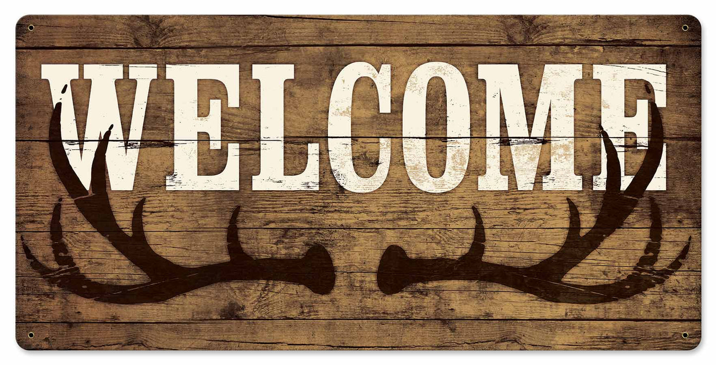 Welcome Deer Antlers 24 x 12
