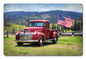 Red Truck American Flag 18 x 12