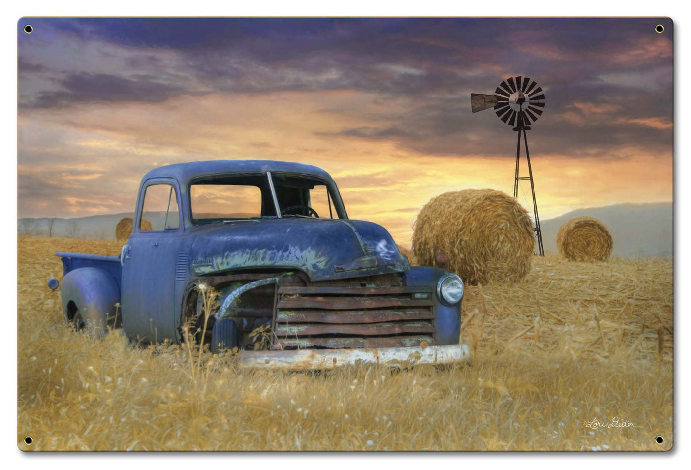 Blue Truck Windmill 24 x 16