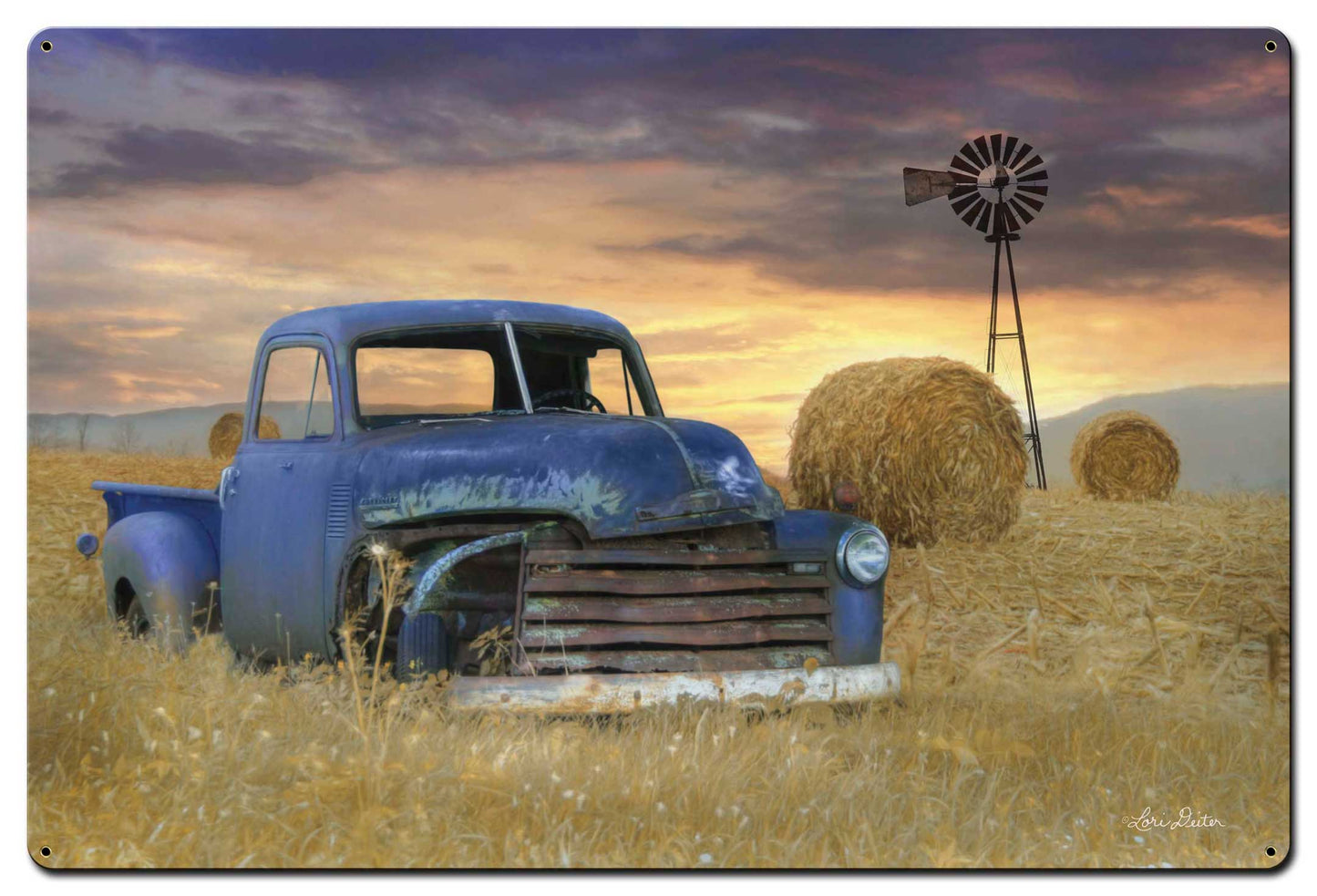 Blue Truck Windmill 36 x 24