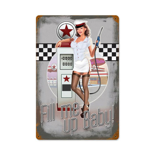50s Pump Girl Vintage Style Metal Sign 18 x 12