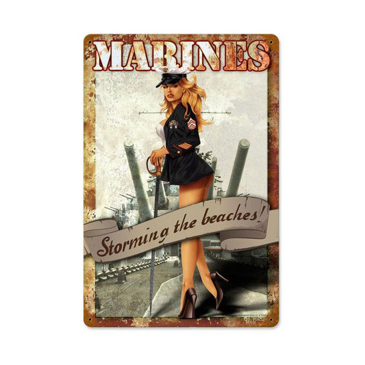 MARINES Vintage Style Metal Sign 12 X 18