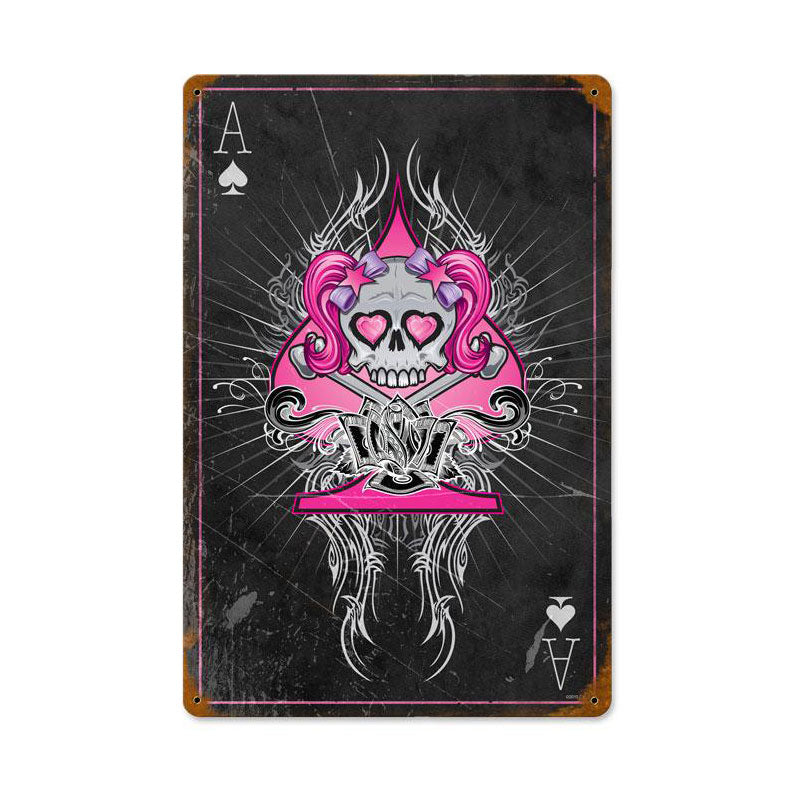 Pink Ace Skull 18 x 12