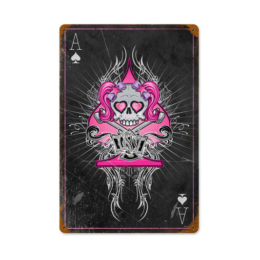Pink Ace Skull 18 x 12