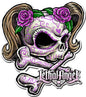 SKULL PINK FLOWERS 19 X 17