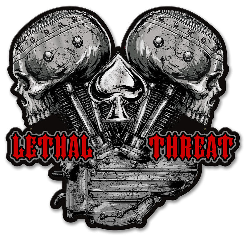LETHAL THREAT V TWIN SKULLS 21 X 19