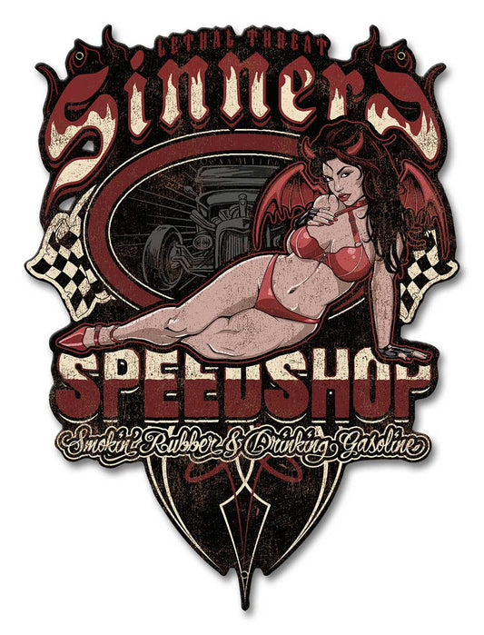 Sinners Speedshop Vintage Style Metal Sign 12 x 16