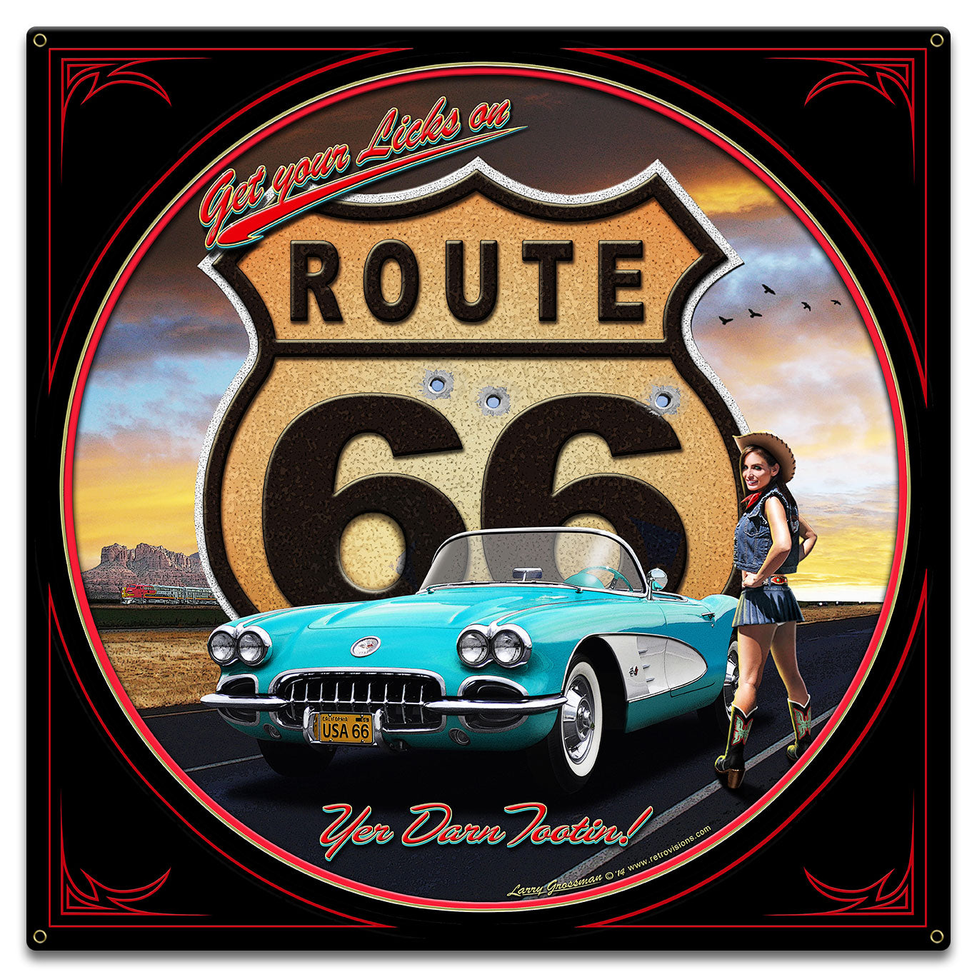 Route 66 Girl 18 x 18