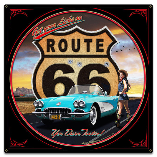 Route 66 Girl 18 x 18