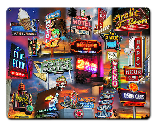 Neon Collage Vintage Style Metal Sign 30 x 24