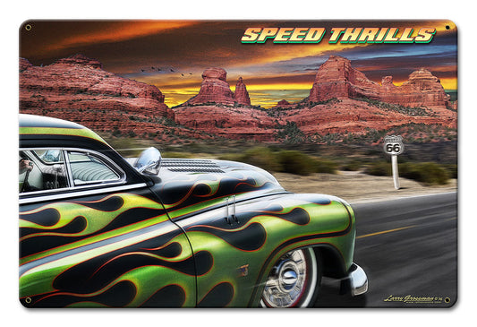 Speed Thrills Vintage Style Metal Sign 18 x 12