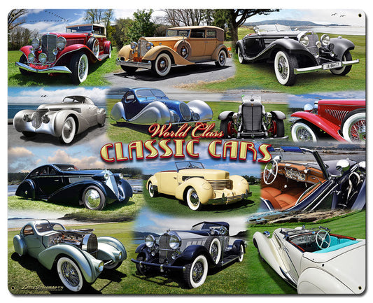 Classic Car Collage Vintage Style Metal Sign 30 x 24