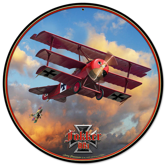 Fokker Tri-Plane Vintage Style Metal Sign 14 x 14