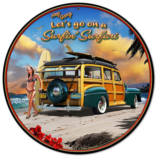 Surfin' Safari Vintage Style Metal Sign 14 x 14