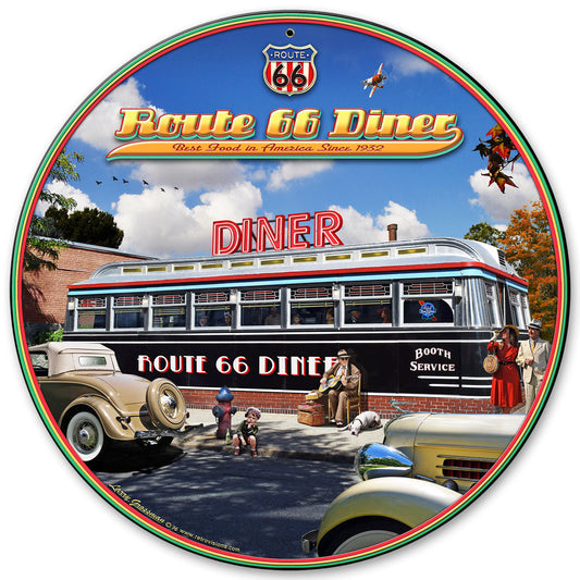 Route 66 Diner Vintage Style Metal Sign 28 x 28