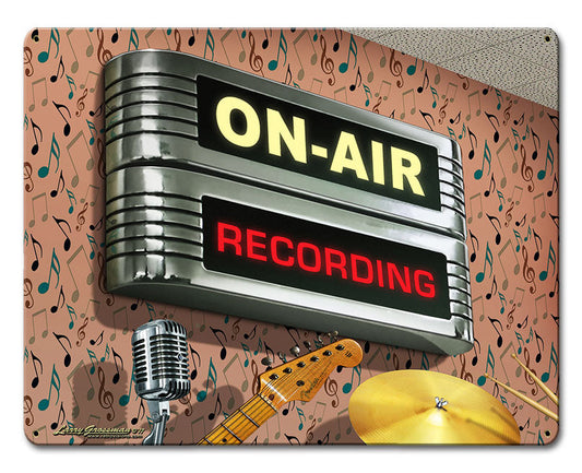 On Air Recording Vintage Style Metal Sign 12 x 15
