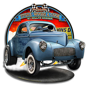 S.W.C. Willys Gasser Vintage Style Metal Sign 15 x 14
