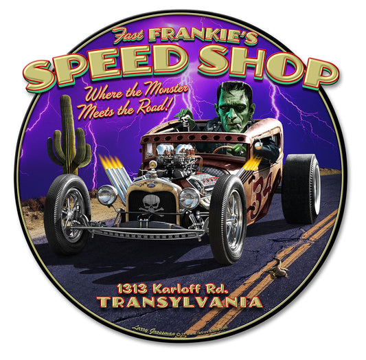 Frankie'S Speed Shop Vintage Style Metal Sign 17 x 17