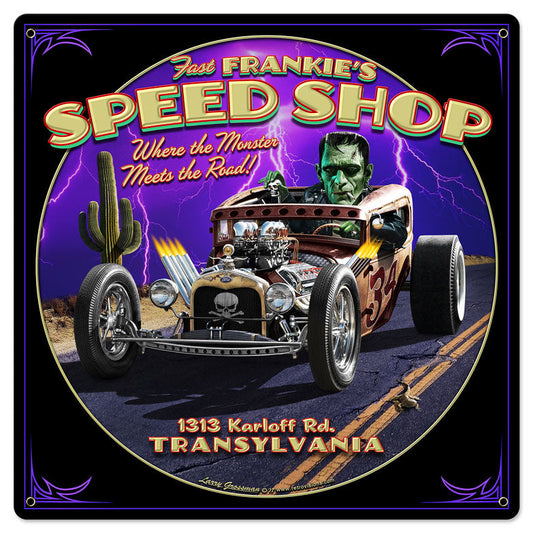 Frankie'S Speed Shop Vintage Style Metal Sign 24 x 24