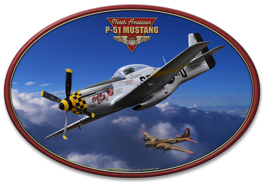 P51 Mustang Vintage Style Metal Sign 17 x 12