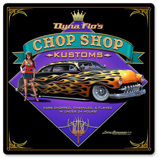 Dyna Flo'S Chop Shop Vintage Style Metal Sign 12 x 12