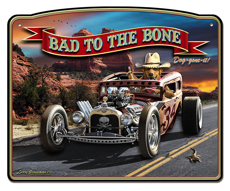 3- D Bad To The Bone Rat Rod 18 x 14
