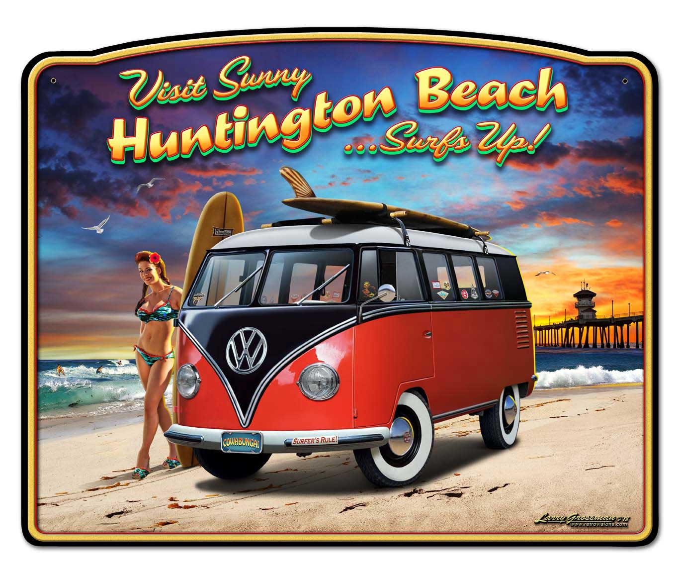Huntington Beach Vw Frame 18 x 15