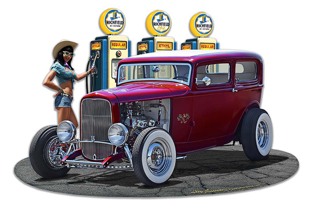 1932 Rod Sedan Fill-Up Wg 18 x 12