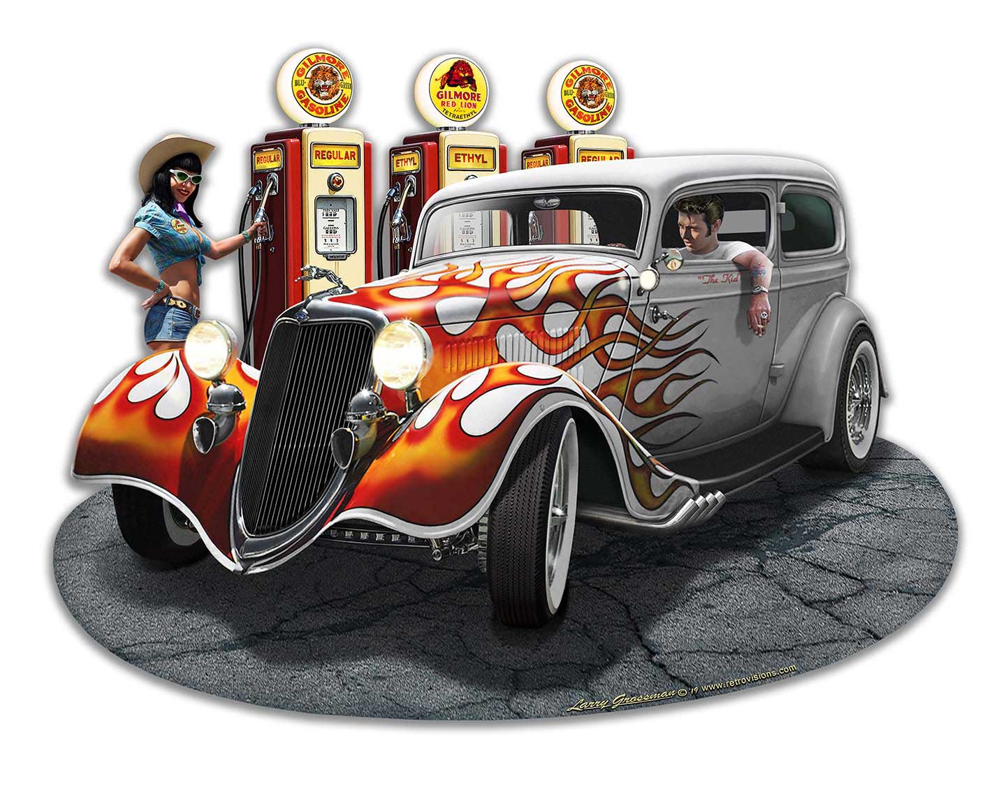 1934 Rod Sedan Fill-Up Wg 18 x 14