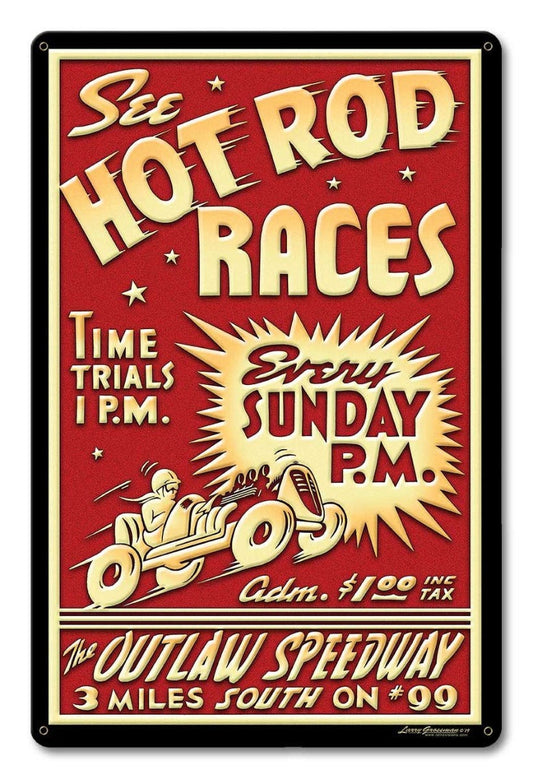 1950'S Hot Rod Races 12 x 18