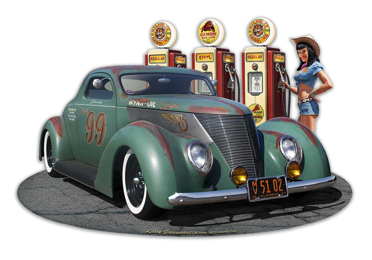 1937 Speed Coupe W Pumps Girl 18x12