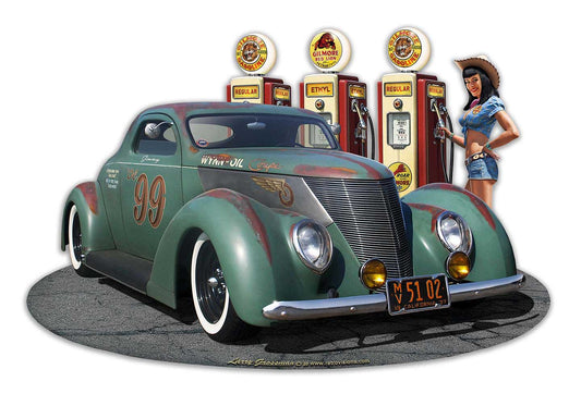 1937 Speed Coupe W Pumps Girl 22 x 15