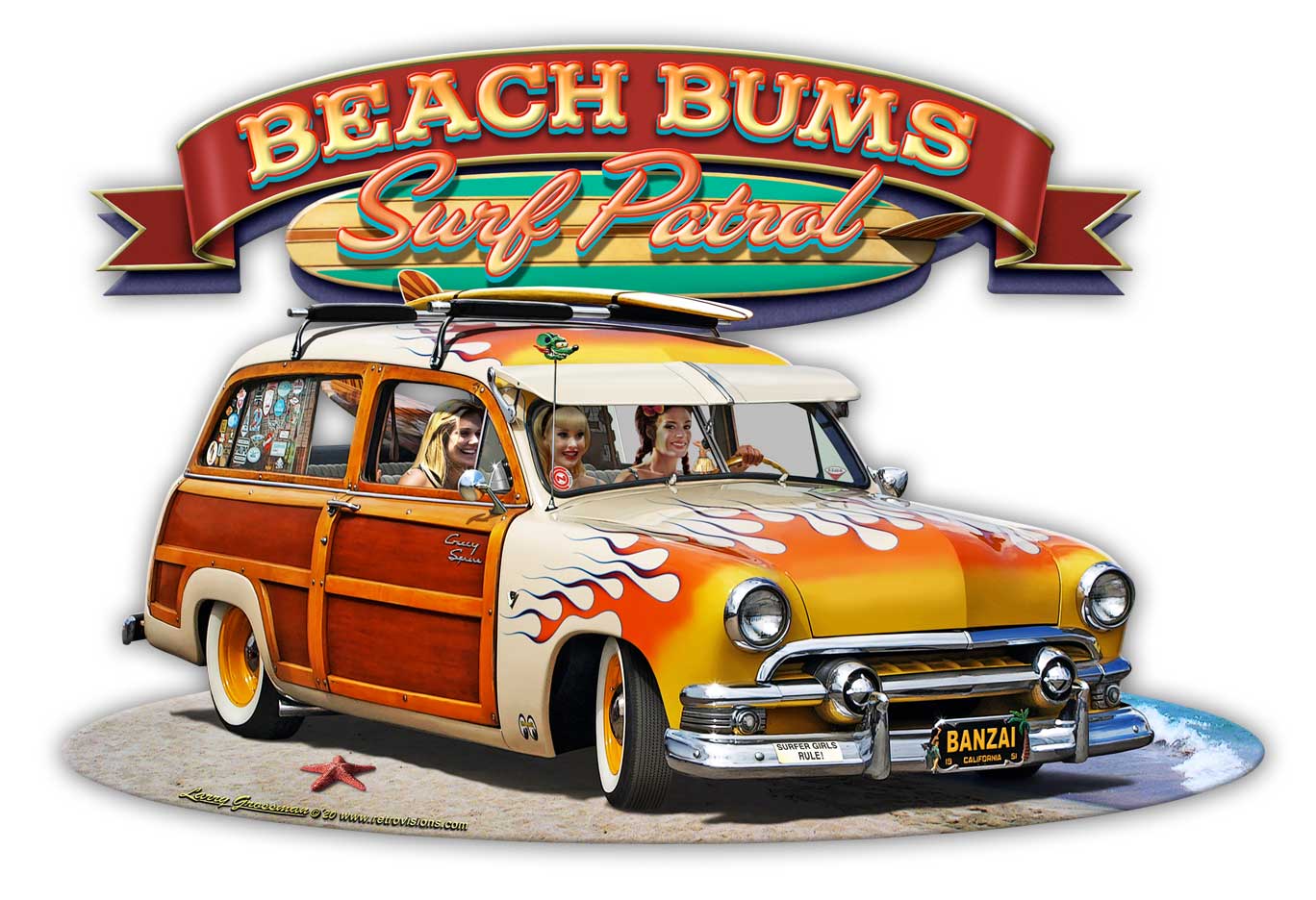 1951 Surf Woody Banner 18x12