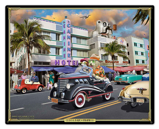 Dog Daze In Miami 30 x 24