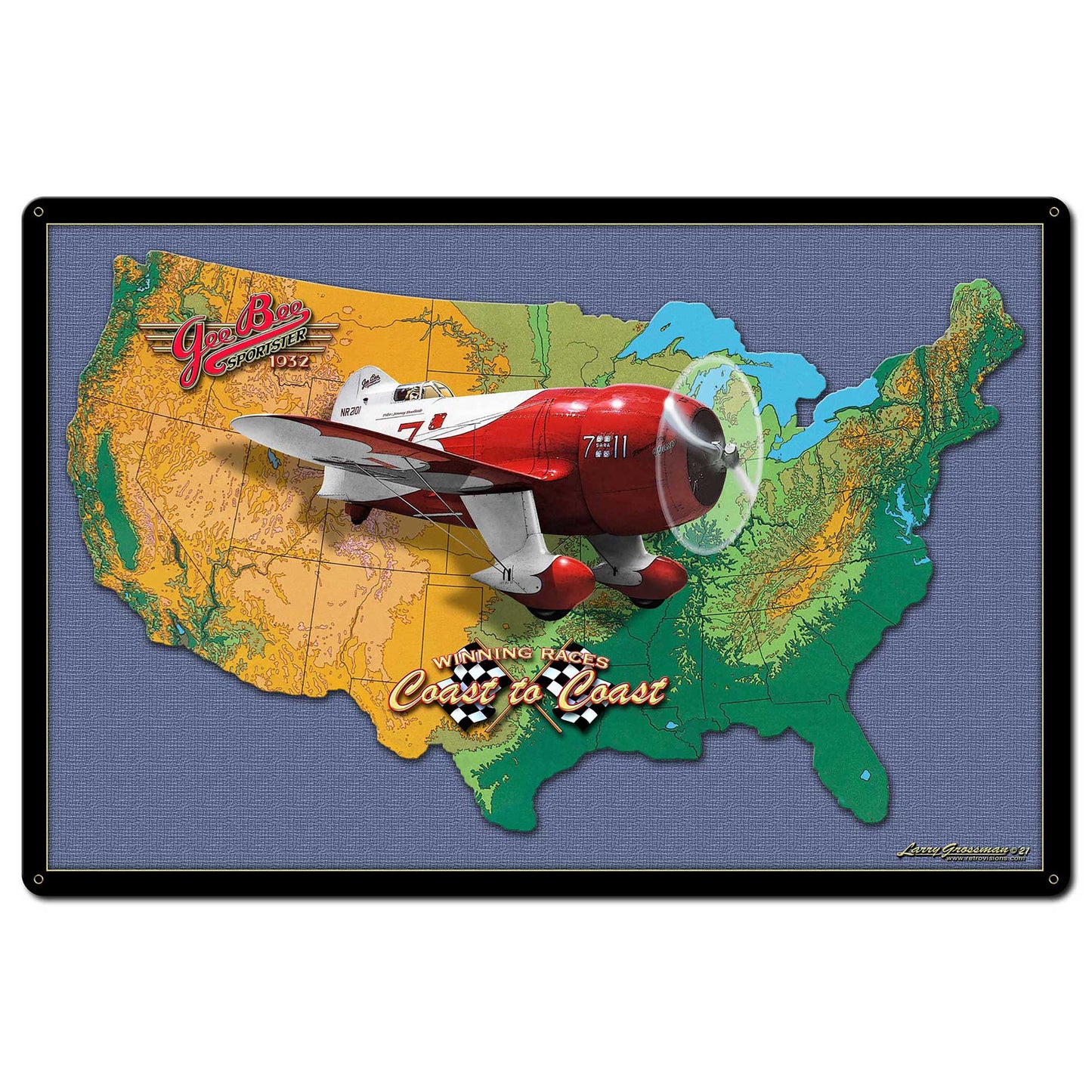 Gee Bee Racer Map 36 x 24