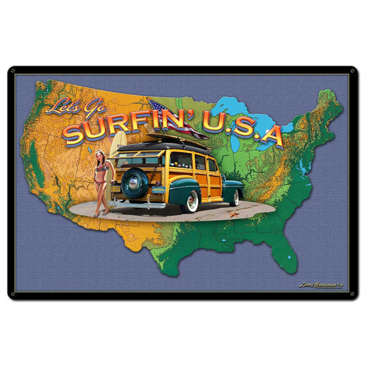 Surfin Usa Map 36 x 24