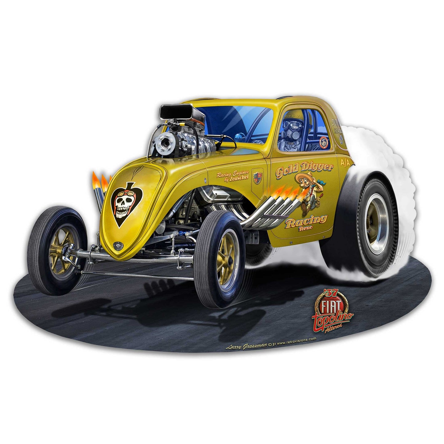 1937 Fiat Drag Car Yellow 16 x 10