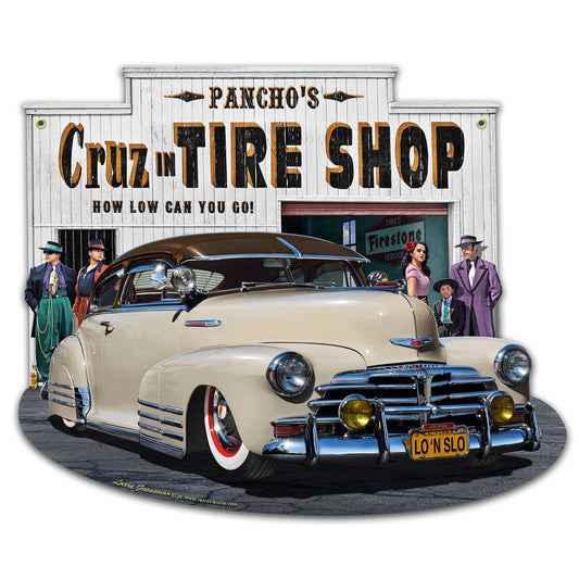 1948 Chevy Lowrider Tire Shop 18 x 15