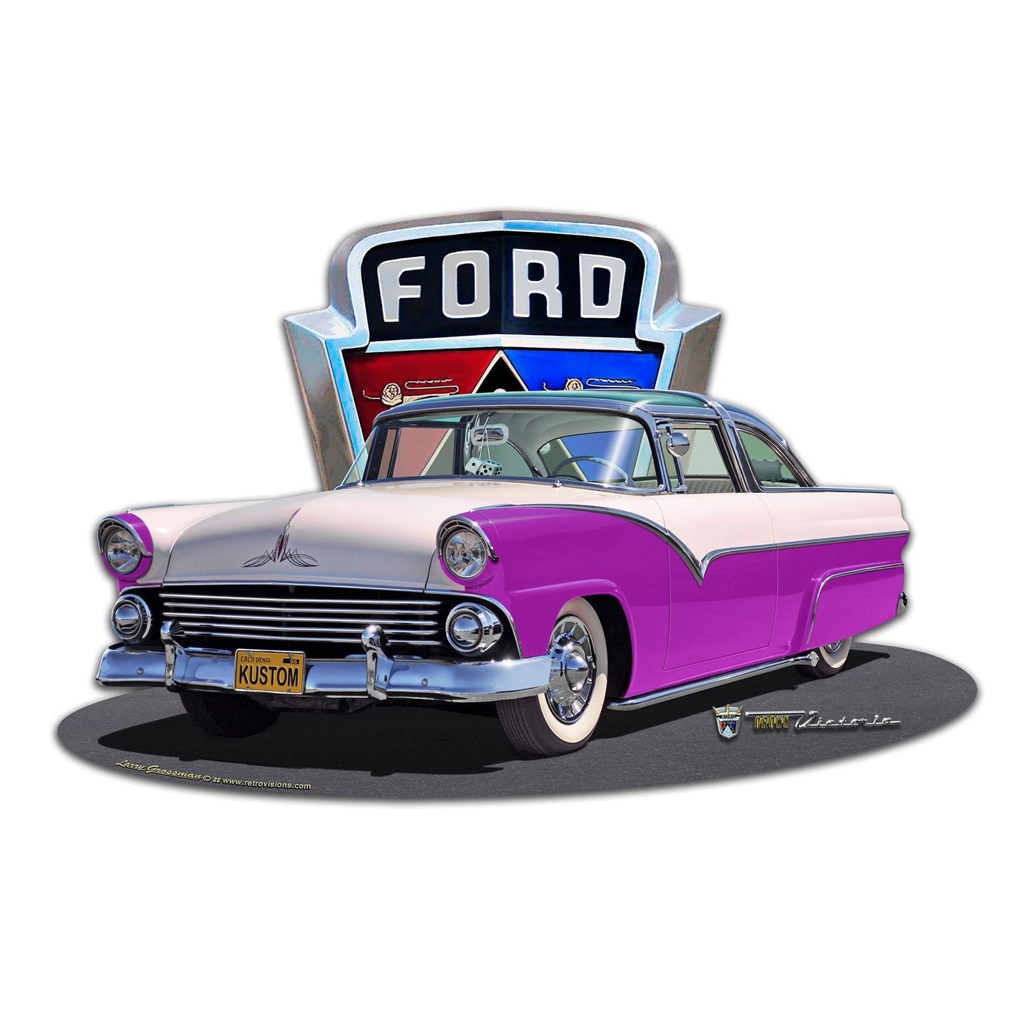 55 Ford Purple Kustom Emblem 22 x 14