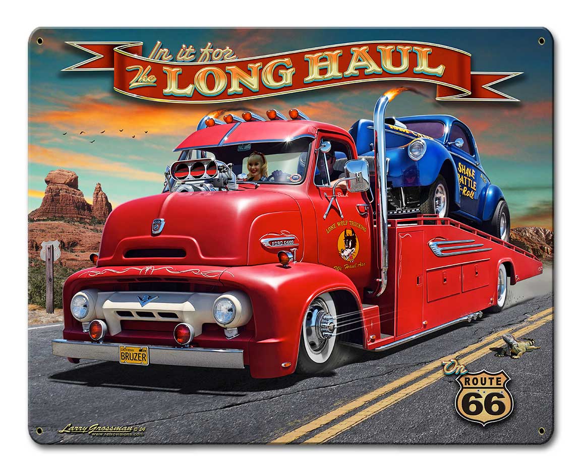 53 Ford Truck Haulin Down Rt 66 15 x 12