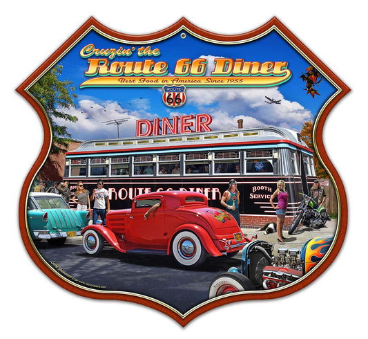 Route 66 Diner Shield 22 x 20