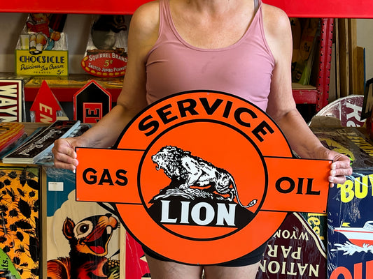 Lion Gasoline Service Vintage Style Metal Sign