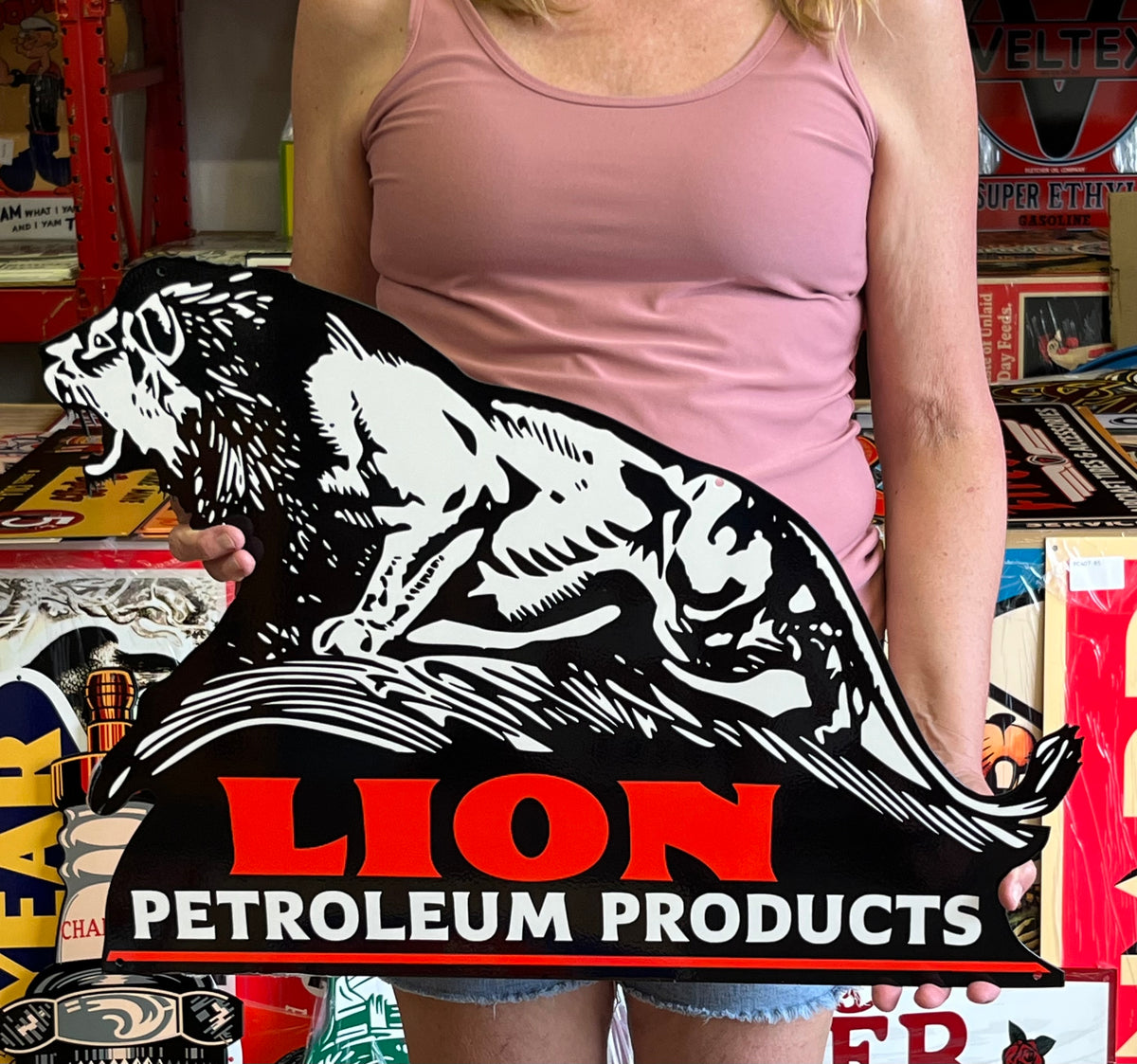 Lion Gasoline Vintage Style Metal Sign