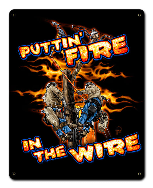 Lineman Fire In The Wire 12 x 15
